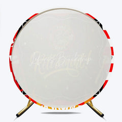 Lofaris Firefighter Retirement Round Backdrop Red and White Stripes Fire Department Emblem