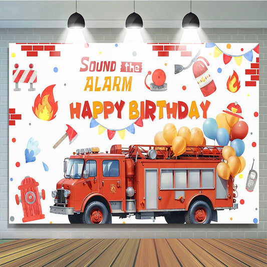 Lofaris Firefighting Sound The Alarm Happy Birthday Backdrop
