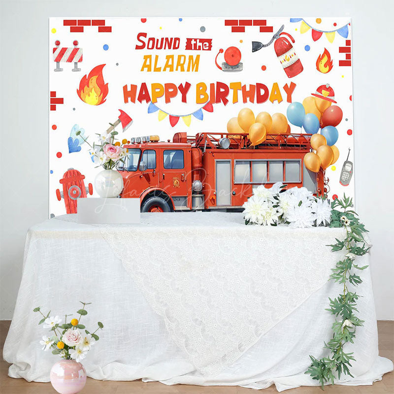 Lofaris Firefighting Sound The Alarm Happy Birthday Backdrop