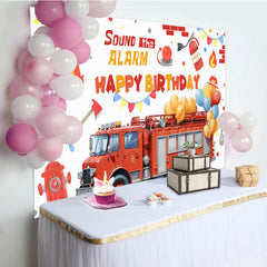Lofaris Firefighting Sound The Alarm Happy Birthday Backdrop
