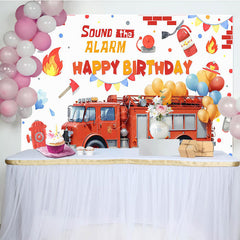 Lofaris Firefighting Sound The Alarm Happy Birthday Backdrop