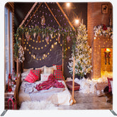 Lofaris Fireplace Bedroom Christmas Pillow Case Backdrop