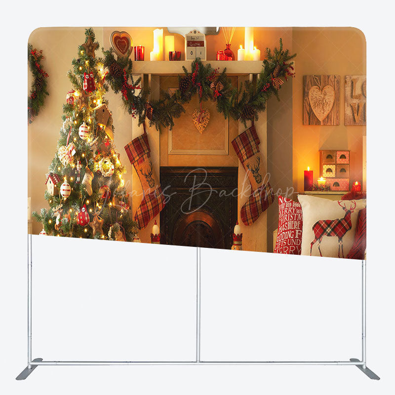 Lofaris Fireplace Candlelght Christmas Pillow Case Backdrop