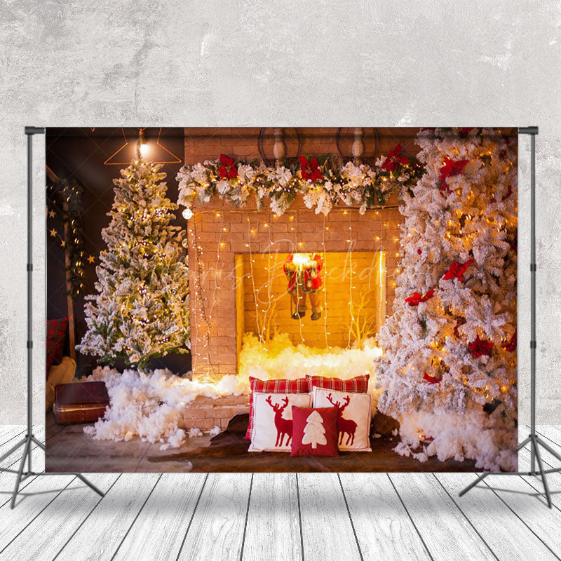 Lofaris Fireplace Santa Claus Christmas Photography Backdrop
