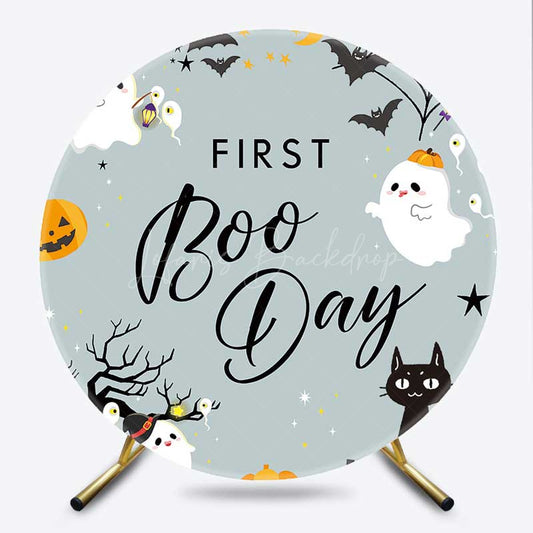 Lofaris First Boo Day Halloween Birthday Round Backdrop
