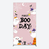 Lofaris First Boo Day Halloween Rectangle Backdrop for Birthday Cute Ghost and Pumpkin Spooky Themed Party Photo Prop