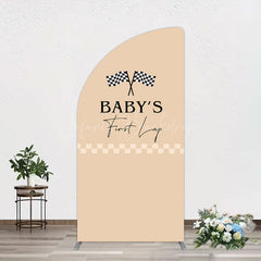 Lofaris First Lap Race Theme Sweet Birthday Half Moon Arch Backdrop