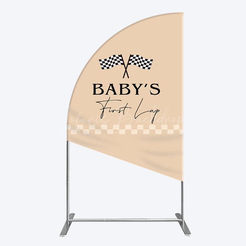 Lofaris First Lap Race Theme Sweet Birthday Half Moon Arch Backdrop