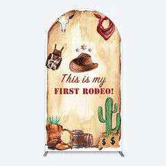 Lofaris First Rodeo Retro Cowboy Birthday Arch Backdrop