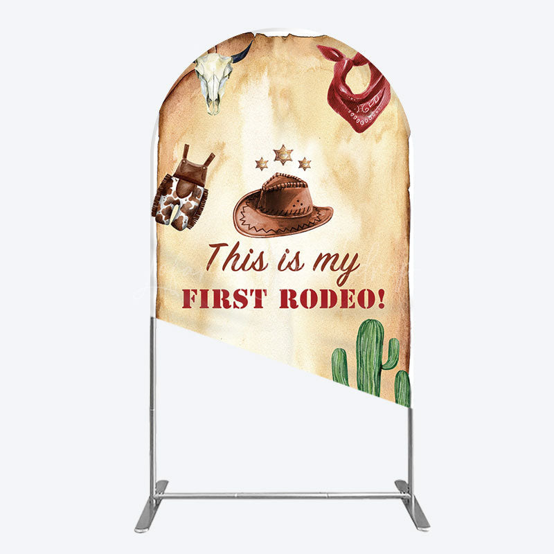 Lofaris First Rodeo Retro Cowboy Birthday Arch Backdrop