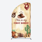 Lofaris First Rodeo Retro Cowboy Birthday Half Moon Arch Backdrop