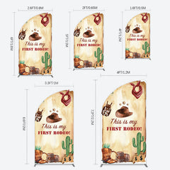 Lofaris First Rodeo Retro Cowboy Birthday Half Moon Arch Backdrop