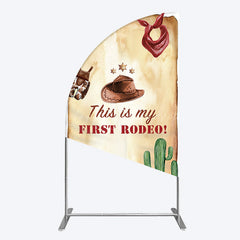 Lofaris First Rodeo Retro Cowboy Birthday Half Moon Arch Backdrop