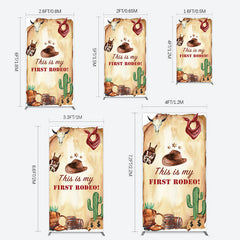 Lofaris First Rodeo Retro Cowboy Birthday Rectangle Backdrop