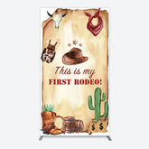 Lofaris First Rodeo Retro Cowboy Birthday Rectangle Backdrop