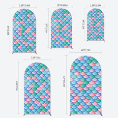 Lofaris Fish Scales Purple Mermaid Birthday Arch Backdrop