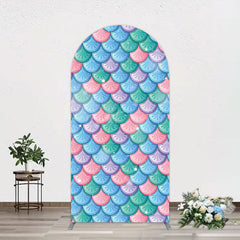 Lofaris Fish Scales Purple Mermaid Birthday Arch Backdrop