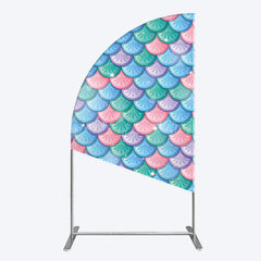 Lofaris Fish Scales Purple Mermaid Birthday Half Moon Arch Backdrop