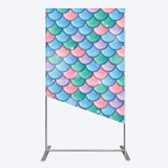 Lofaris Fish Scales Purple Mermaid Birthday Rectangle Backdrop