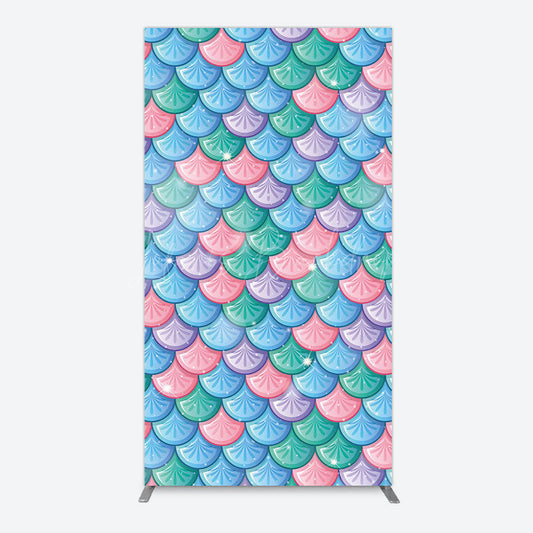 Lofaris Fish Scales Purple Mermaid Birthday Rectangle Backdrop
