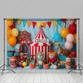 Lofaris Flags Lion Tiger Circus Cute Cake Smash Backdrop