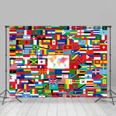Lofaris Flags of the World Backdrop Banner International Country Flag Collage Geography Classroom or Travel Party Decor