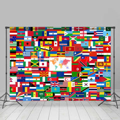 Lofaris Flags of the World Backdrop Banner International Country Flag Collage Geography Classroom or Travel Party Decor