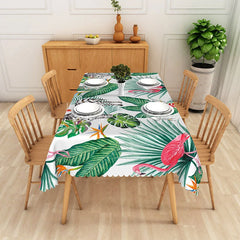 Lofaris Flamingo and Zebra Tropical Rectangle Tablecloth Jungle Leaves Exotic Flowers Table Cover Safari Party