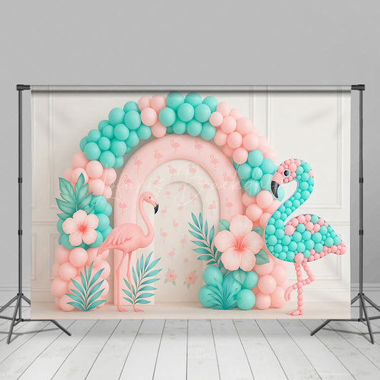 Lofaris Flamingo Balloon Arch Fresh Color Cake Smash Backdrop