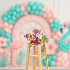 Lofaris Flamingo Balloon Arch Fresh Color Cake Smash Backdrop