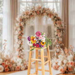 Lofaris Floral Arch Bright View Windows Wedding Backdrop
