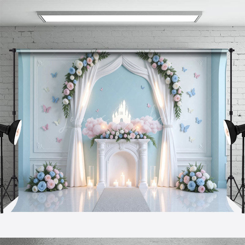 Lofaris Floral Arch Butterfly Light Airy Wedding Backdrop