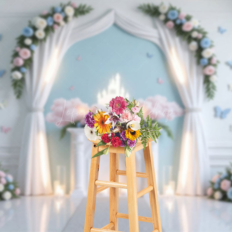 Lofaris Floral Arch Butterfly Light Airy Wedding Backdrop