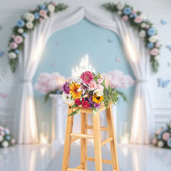 Lofaris Floral Arch Butterfly Light Airy Wedding Backdrop