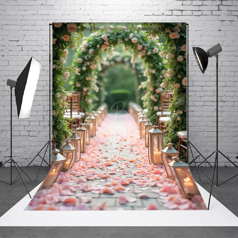 Lofaris Floral Arch Candle Corridor Photography Backdrop