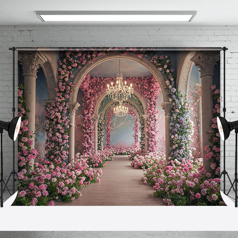 Lofaris Floral Arch Door Sweet Auditorium Wedding Backdrop