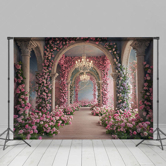 Lofaris Floral Arch Door Sweet Auditorium Wedding Backdrop