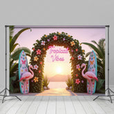 Lofaris Floral Arch Flamingo Tropical Surf Summer Backdrop