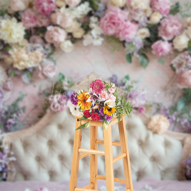 Lofaris Floral Arch Fresh Sweet Photo Headboard Backdrop