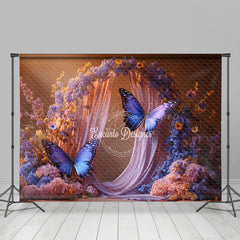 Lofaris Floral Arch Purple Butterfly Wedding Photo Backdrop