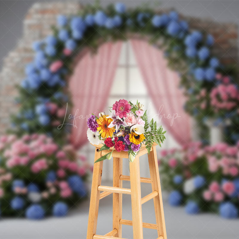 Lofaris Floral Arch Retro Wall Curtains Wedding Backdrop