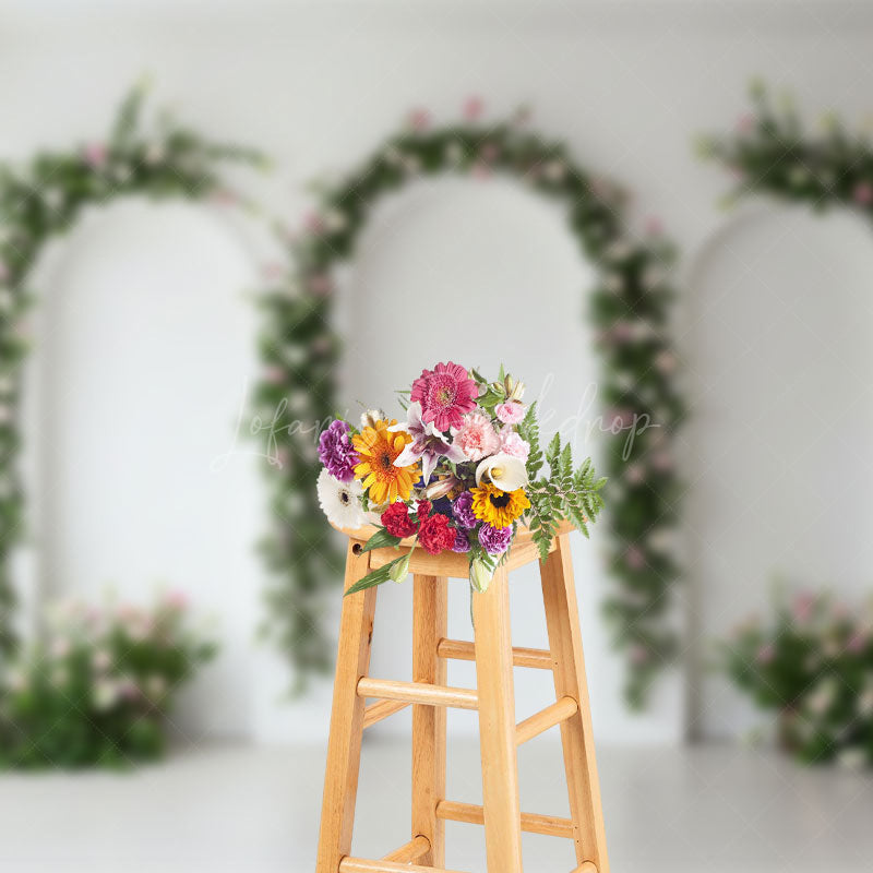 Lofaris Floral Arch White Wall Simple Sweet Wedding Backdrop