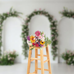 Lofaris Floral Arch White Wall Simple Sweet Wedding Backdrop