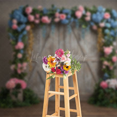 Lofaris Floral Arch Wooden Door Elegant Wedding Backdrop