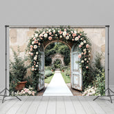 Lofaris Floral Arched Door Sweet Outdoor Wedding Backdrop