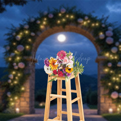 Lofaris Floral Arched Wall Moonlight Wedding Photo Backdrop