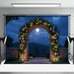 Lofaris Floral Arched Wall Moonlight Wedding Photo Backdrop