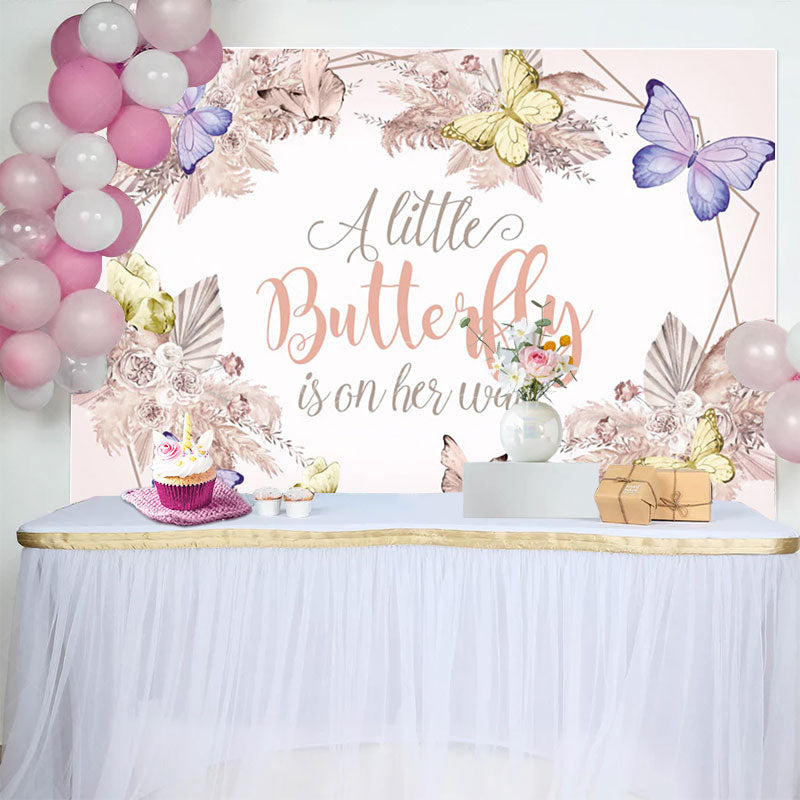 Lofaris Floral Autumn Butterfly Vibe Baby Shower Backdrop