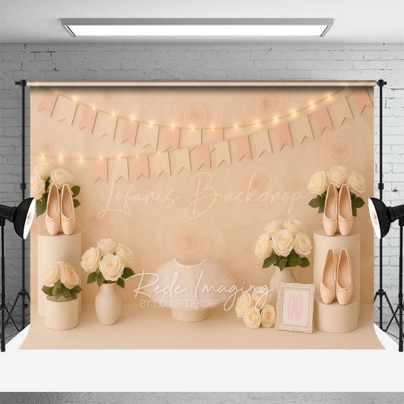 Lofaris Floral Ballet Shoes Skirts Sweet Cake Smash Backdrop