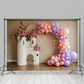 Lofaris Floral Balloon Arch Castle Model Wedding Backdrop